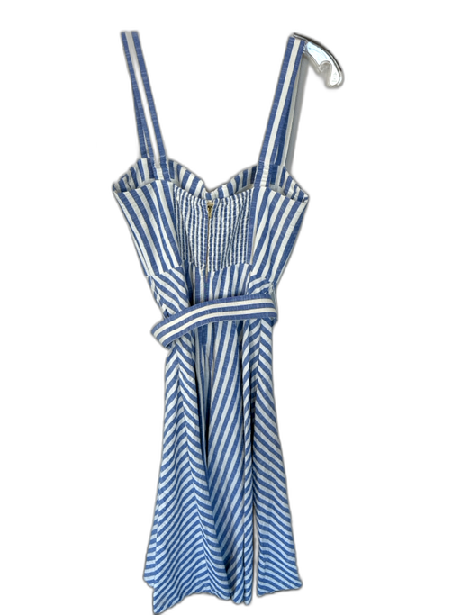 Cara Cara Size 8 Blue & White Viscose Blend Corset Top Sleeveless Striped Dress Blue & White / 8