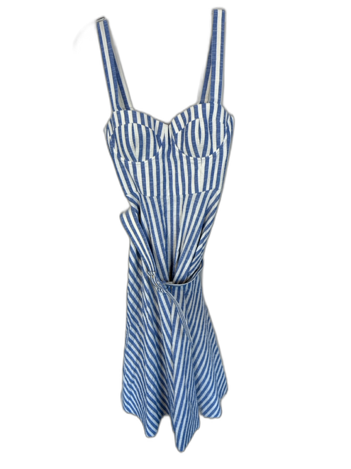 Cara Cara Size 8 Blue & White Viscose Blend Corset Top Sleeveless Striped Dress Blue & White / 8