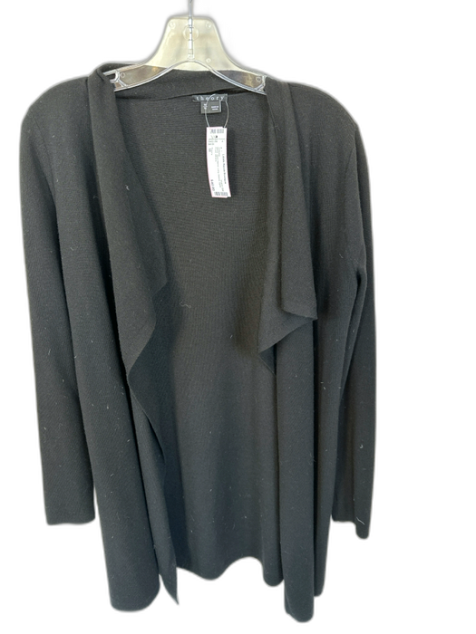 Theory Size M Black Wool Blend Long Sleeve Open Front Sweater Black / M