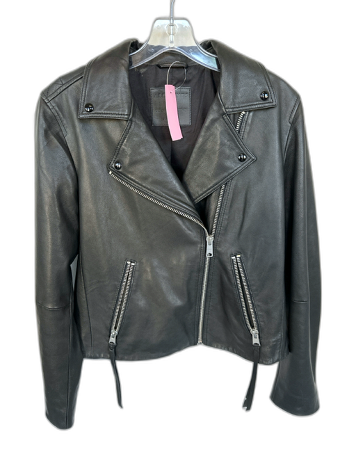All Saints Size 10 Black Leather SHW Moto Jacket Black / 10