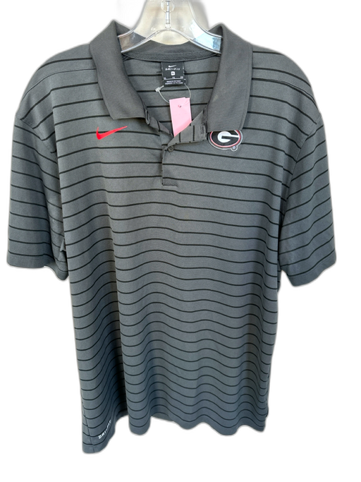 Nike Size XL Gray & Black Polyester UGA Striped Athletic Men's Polo Gray & Black / XL
