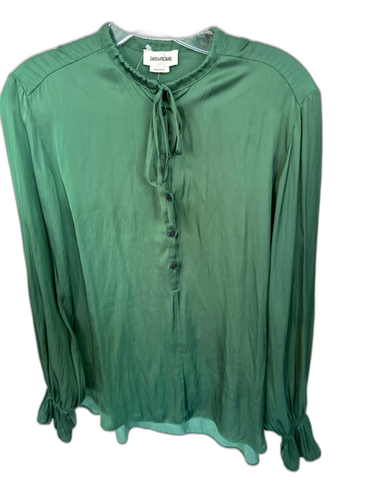 Zadig & Voltaire Size Est M Green Long Sleeve Buttons Top Green / Est M