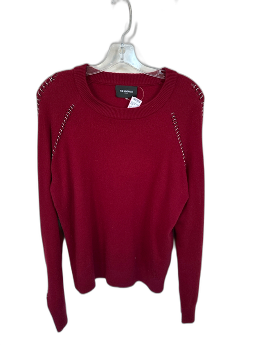 The Kooples Size 3/L Maroon & Silver Wool Long Sleeve Metal Detail Sweater Maroon & Silver / 3/L