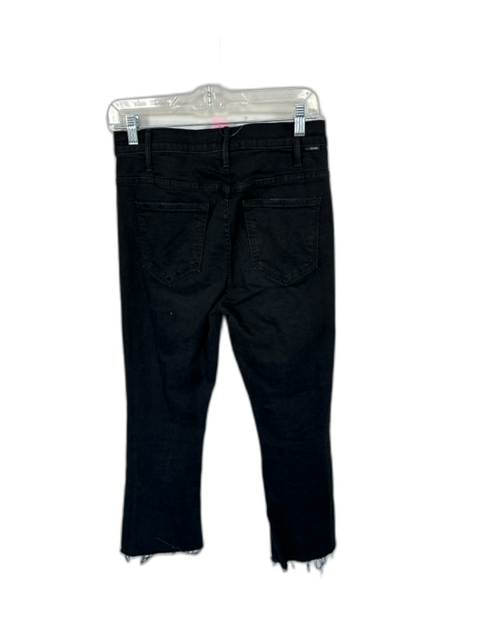 Mother Size 28 Black Cotton Blend High Waist Bootcut Raw Hem Jeans Black / 28