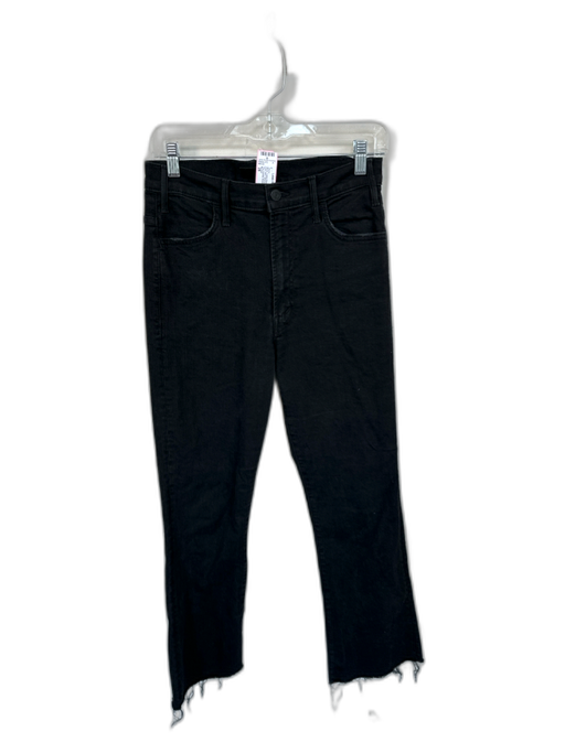 Mother Size 28 Black Cotton Blend High Waist Bootcut Raw Hem Jeans Black / 28