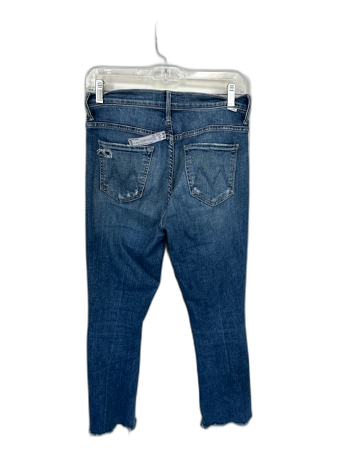 Mother Size 28 Med Dark Wash Cotton Blend High Waist Distressed Jeans Med Dark Wash / 28