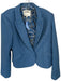 L'agence Size 8 Slate Blue Cotton Blend Tweed One Button Blazer Slate Blue / 8