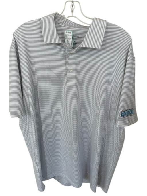 Onward Reserve Size XL Gray & White Polyester Striped Golf Men's Polo Gray & White / XL