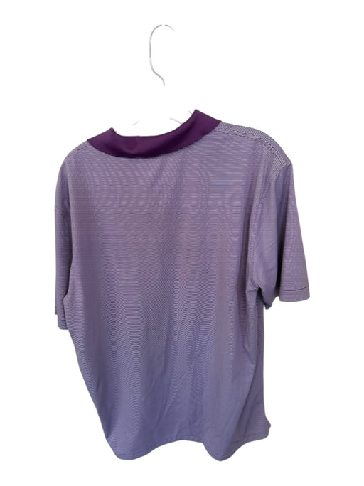 Peter Millar Size L Purple & White Polyester Striped Golf Men's Polo Purple & White / L