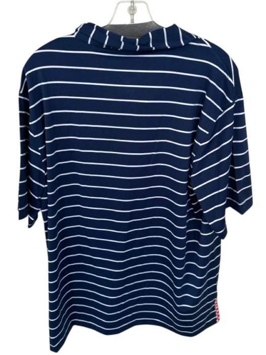 Bald Head Blues New Size L Navy & White Polyester Striped Golf Men's Polo Navy & White / L