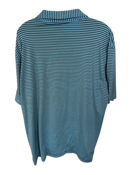 Peter Millar Size L Brown & Blue Polyester Striped Golf Men's Polo Brown & Blue / L