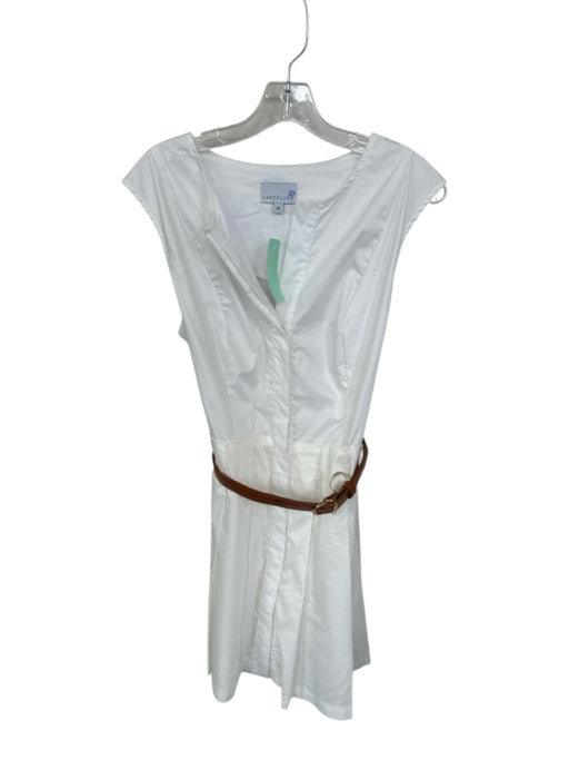 Cartolina Size M White & Brown Cotton Blend Sleeveless Pleated Belted Dress White & Brown / M