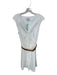 Cartolina Size M White & Brown Cotton Blend Sleeveless Pleated Belted Dress White & Brown / M