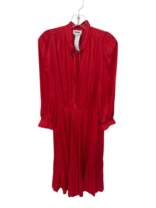 Zadig & Voltaire Size M Red Polyester Long Sleeve neck tie Maxi Dress Red / M