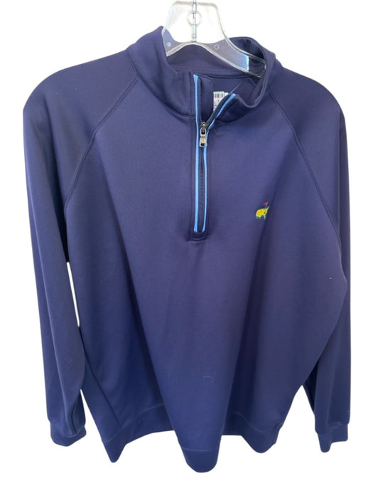 Masters Tech Navy & Yellow Poly Blend Masters Logo Half Zip Golf Men's Pullover Navy & Yellow / M