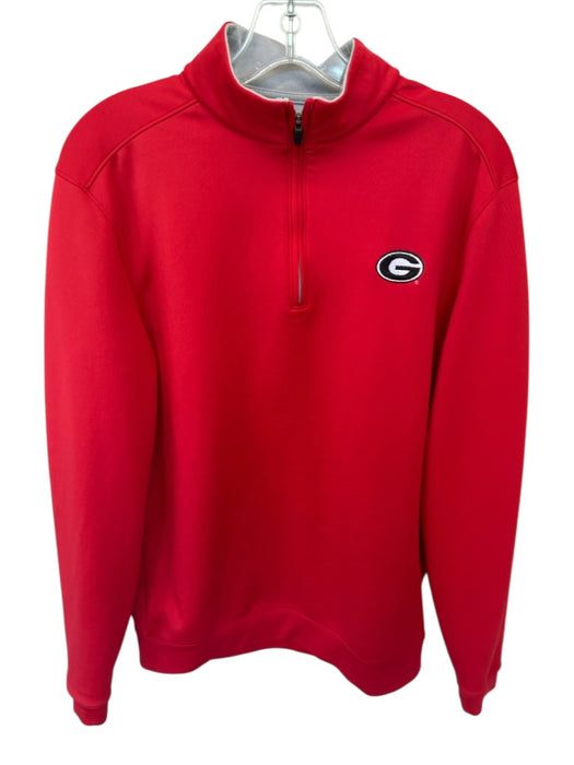 Johnnie-O Red & Gray Poly Blend UGA Half Zip Athletic Men's Pullover Red & Gray / S