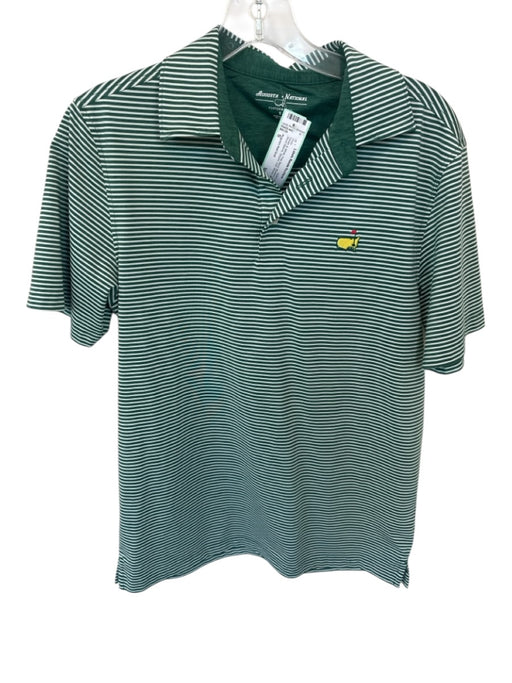 Augusta Natl Golf Size S Green & White Poly Blend Masters Logo Striped Golf Polo Green & White / S