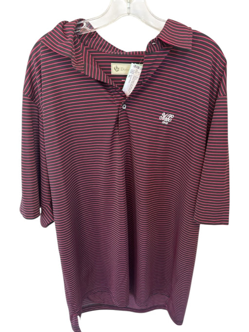 Donald Ross Size XL Red & Black Poly Blend Striped Golf Men's Polo Red & Black / XL