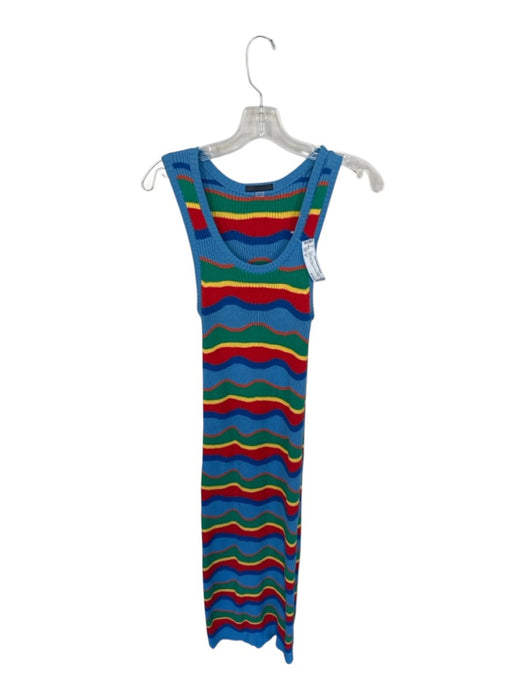 Mother Size M Multi Cotton Blend Sleeveless Striped Ribbed Maxi Dress Multi / M