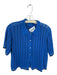 De Loreta Size M Blue & White Cotton Short Sleeve Crochet Collar Sweater Blue & White / M
