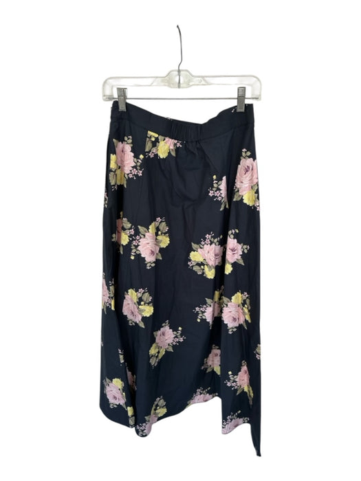 By TiMo Size M Black & Pink Cotton Elastic Waist Flowers Maxi Skirt Black & Pink / M