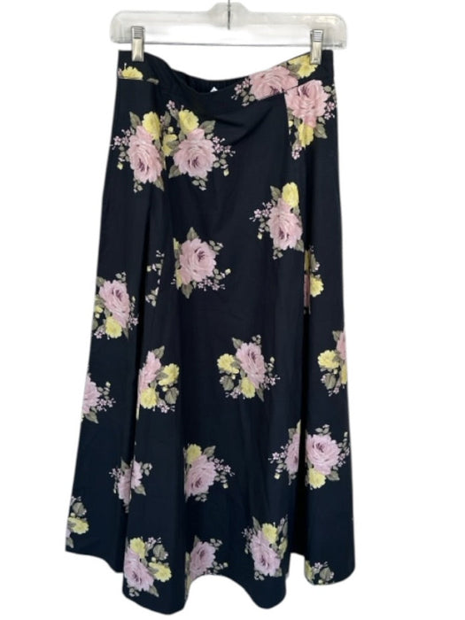 By TiMo Size M Black & Pink Cotton Elastic Waist Flowers Maxi Skirt Black & Pink / M