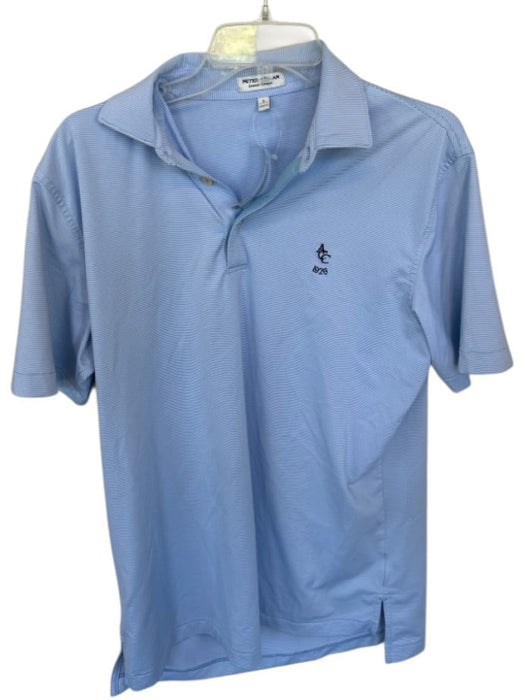 Peter Millar Size S Blue & White Polyester Striped Golf Men's Polo Blue & White / S
