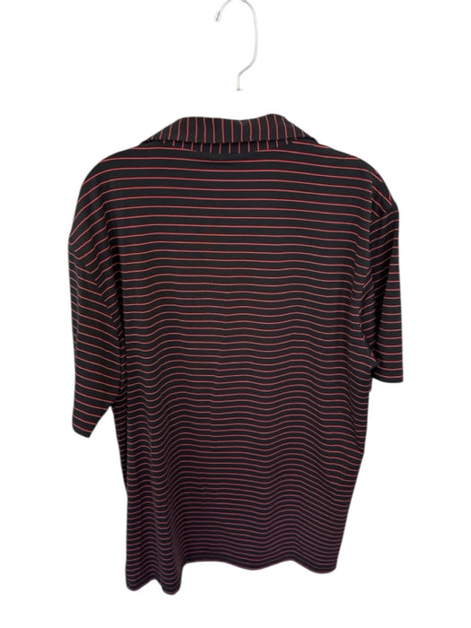 Peter Millar Size L Red & Black Polyester Masters Logo Striped Golf Men's Polo Red & Black / L