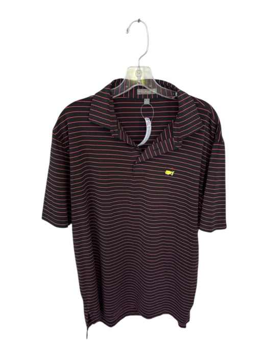 Peter Millar Size L Red & Black Polyester Masters Logo Striped Golf Men's Polo Red & Black / L