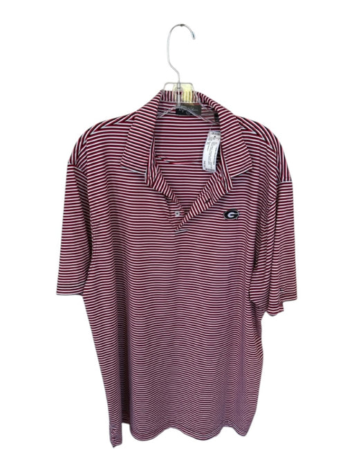 Bryon Nelson Size XL Red & Black Polyester UGA Striped Golf Men's Polo Red & Black / XL