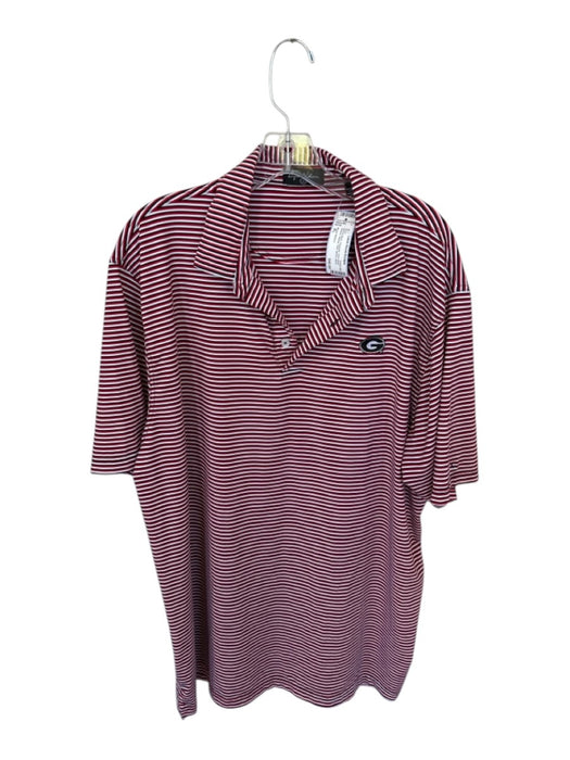 Bryon Nelson Size XL Red & Black Polyester UGA Striped Golf Men's Polo Red & Black / XL