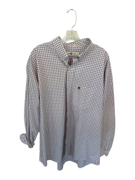 Onward Reserve Size XL White & Red Cotton Grid UGA Button Down Men's Shirt White & Red / XL