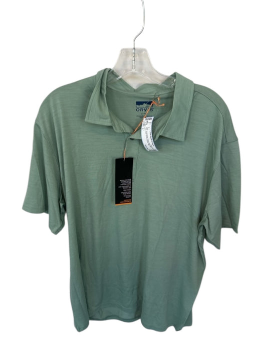 Orvis NWT Size L Sage Green Merino Wool Blend Solid Men's Polo Sage Green / L