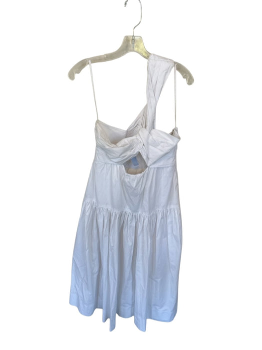A.L.C. Size 8 White Cotton One Shoulder Keyhole Front Side Zip Maxi Dress White / 8