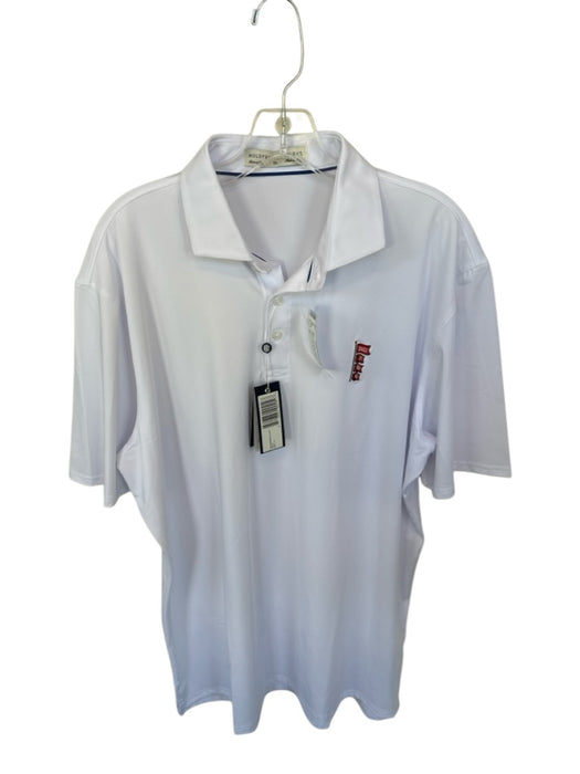 Holderness & Bourne NWT Size XL White & Red Polyester UGA Golf Men's Polo White & Red / XL