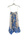 Alexis Size M Cream & Blue Linen Blend Spaghetti Strap Floral Belted Maxi Dress Cream & Blue / M