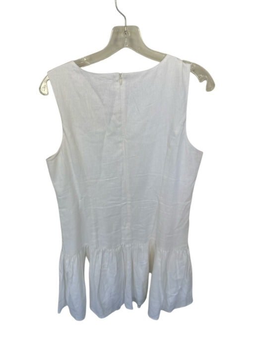 Wayf Size M White Linen Blend Sleeveless Buttons Back Zip Drop Waist Dress White / M