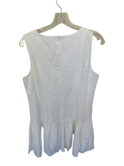 Wayf Size M White Linen Blend Sleeveless Buttons Back Zip Drop Waist Dress White / M