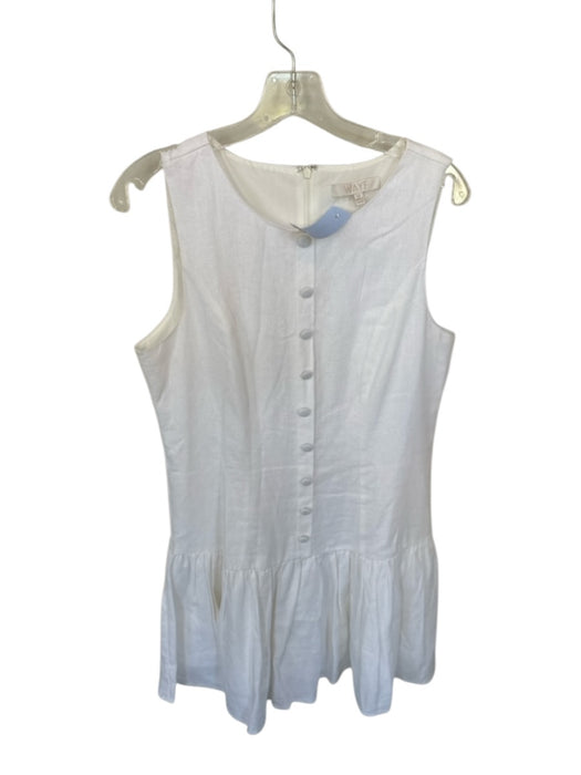Wayf Size M White Linen Blend Sleeveless Buttons Back Zip Drop Waist Dress White / M