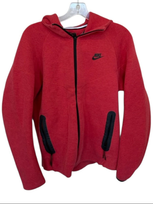 Nike Size M Red Cotton Hood Full Zip Athletic Men's Jacket Red / M