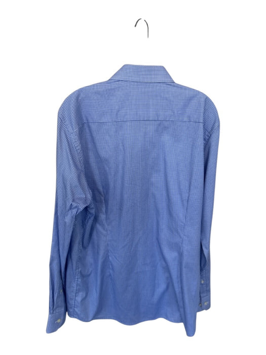Eton Size 17.5 Blue & White Cotton Checkered Button Down Men's Shirt Blue & White / 17.5