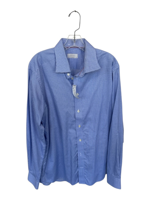Eton Size 17.5 Blue & White Cotton Checkered Button Down Men's Shirt Blue & White / 17.5