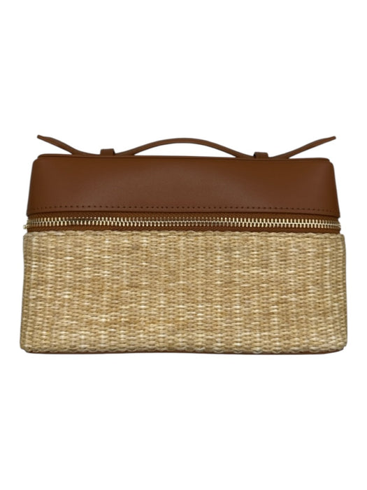 Tuckernuck Brown & Tan Leather & Wicker Zip Around Top Handle Bag Brown & Tan / S