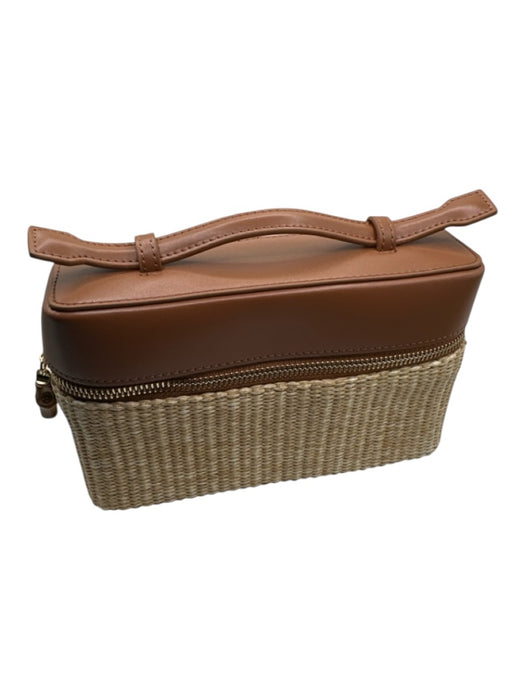 Tuckernuck Brown & Tan Leather & Wicker Zip Around Top Handle Bag Brown & Tan / S