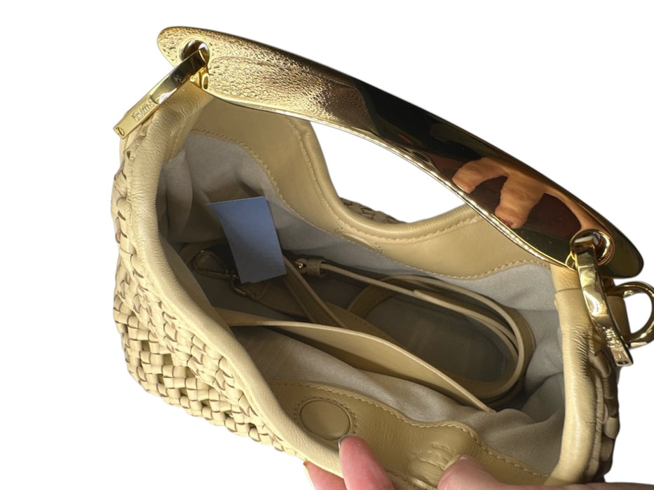 Elleme Tan & Gold Leather Basket Weave Top Handle Long Strap Incl. Bag Tan & Gold / S