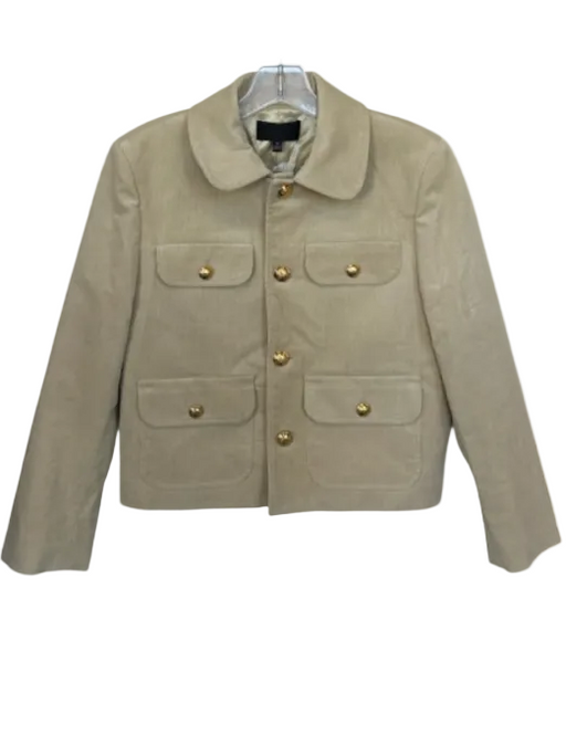 Nili Lotan Size M Tan Corduroy Front Pockets Cropped Gold Hardware Jacket Tan / M