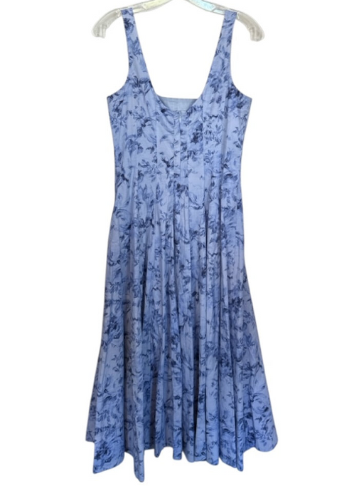 Staud Size 8 Blue Cotton Sleeveless Flowers Back Zip Maxi Dress Blue / 8