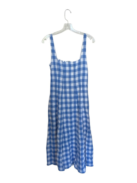 Cleobella Size M Blue & White Cotton Sleeveless Checkered Back Zip Maxi Dress Blue & White / M