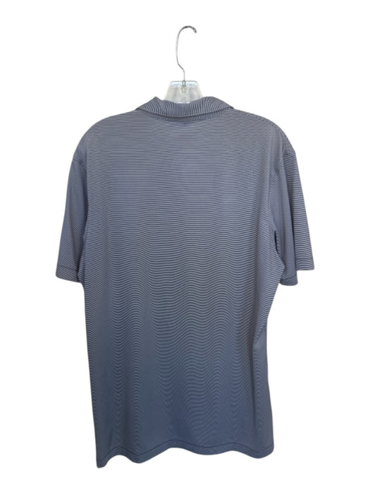 Peter Millar Size M Gray & White Polyester Striped Golf Men's Polo Gray & White / M