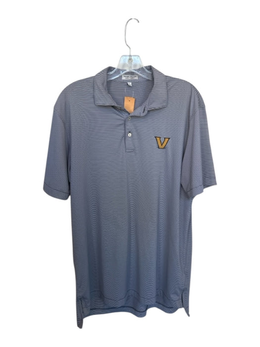 Peter Millar Size M Gray & White Polyester Striped Golf Men's Polo Gray & White / M
